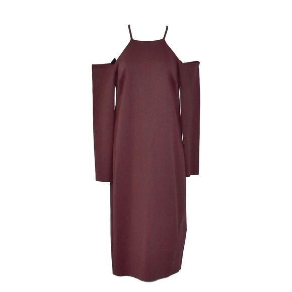 B0 NWT TRINA TURK Lu Lu Malbec Burgundy Red Cold Shoulder Sheath Dress Sz 6 $428 - Picture 3 of 7